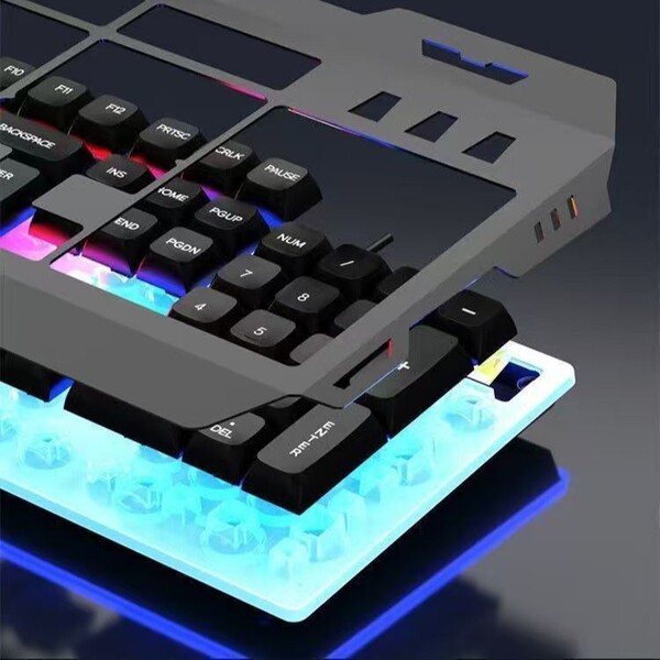 KM520 mechanical feel keyboard mouse set light -emitting metal panel…