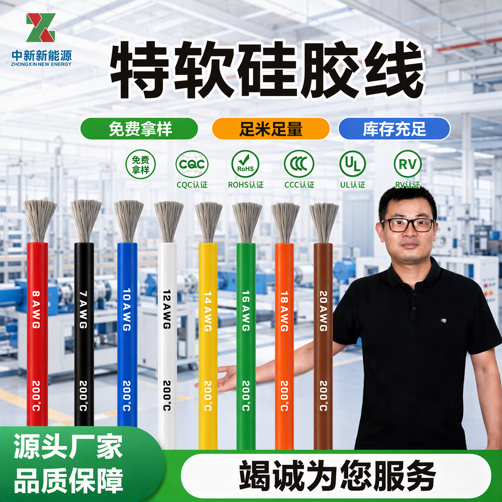 UL认证特软硅胶线电子线AWG铜线锂电池航模马达连接绝缘电线