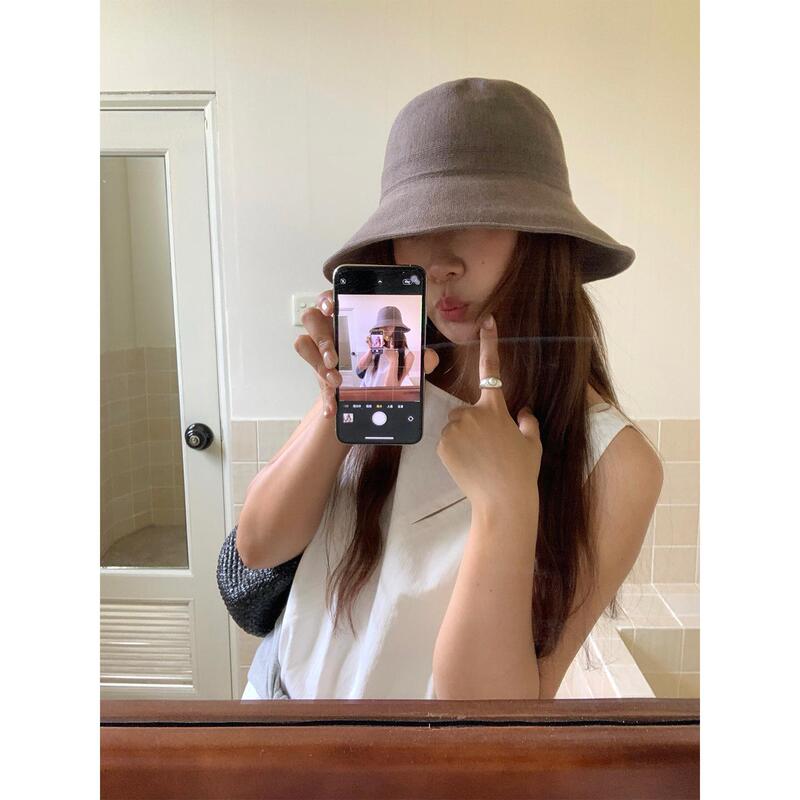 Korean minimalist vacation-style breathable fisherman hat for women, 2026 new summer sun hat, brown lightweight bucket hat Korean minimalist vacation-style breathable fisherman hat for women, 2026 new summer sun hat, brown lightweight bucket hat