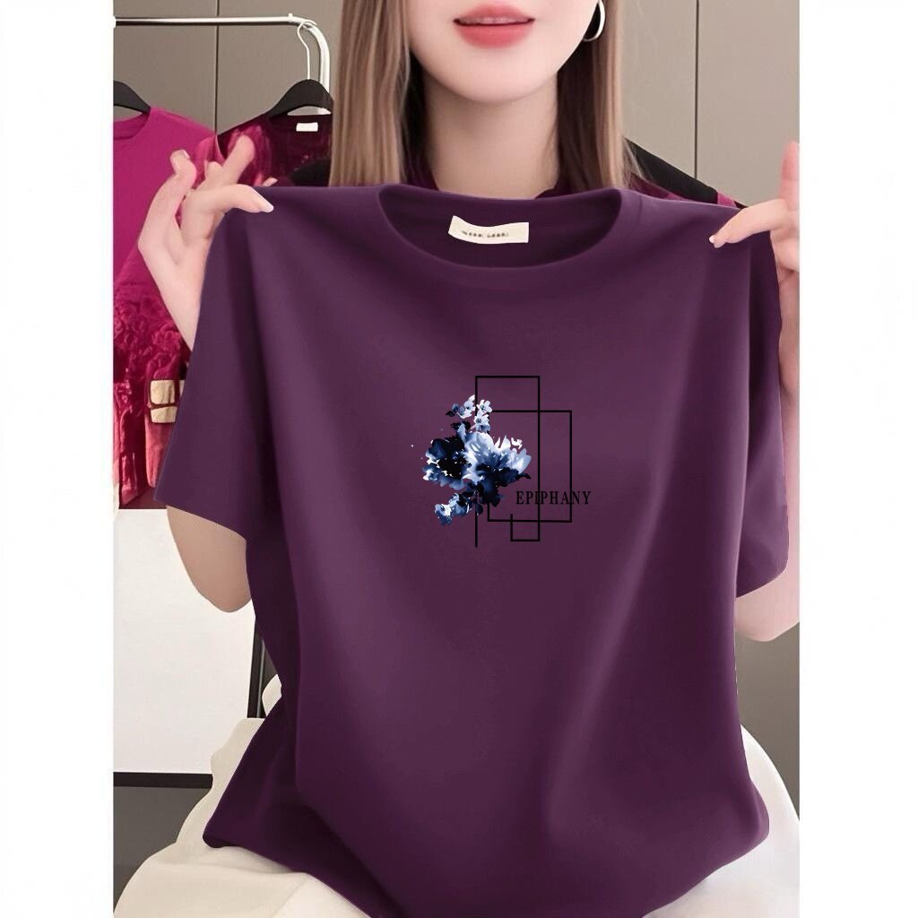 清仓捡漏~高档印花短袖T恤女宽松圆领显瘦减龄妈妈装时尚休闲上衣