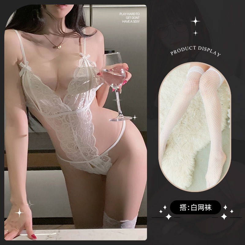 흰색 [레이스 점프 수트] + 흰색 메쉬 양말