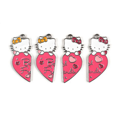 可愛拼接愛心情侶貓咪 diy合金滴油飾品配件跨境髮飾鑰匙扣掛件