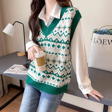 小香风早秋针织马甲女2025新款毛衣背心叠穿外搭坎肩衬衫搭配马夹