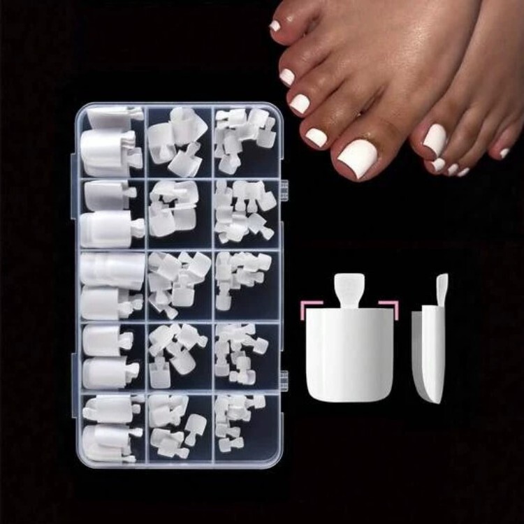 288PCS French Press-On Nails Nude Color Wearable Nail Set Manicure False Nails with Color Block Design