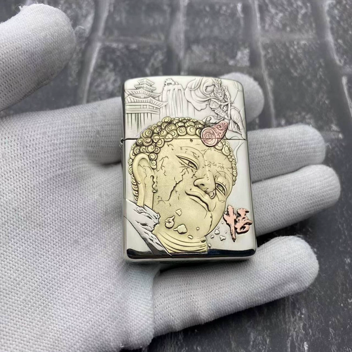 ZORRO керосиновая зажигалка Zoro 902s инкрустированная оригинальная голова Будды ветрозащитная зажигалка оптом