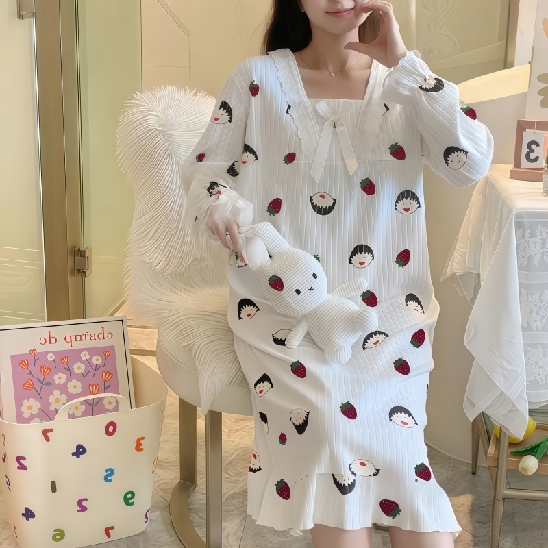 일본계 귀여운 공주풍 잠치마 여자 여름 긴 무릎 학생 달콤하고 헐렁헐렁한 반팔 원피스 가정복