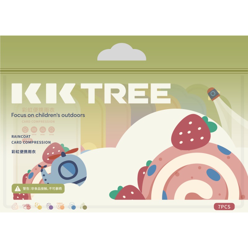 KK árbol tarjeta desechable impermeable poncho de compresión portátil todo el cuerpo de los niños a prueba de agua engrosada larga traje de lluvia para adultos