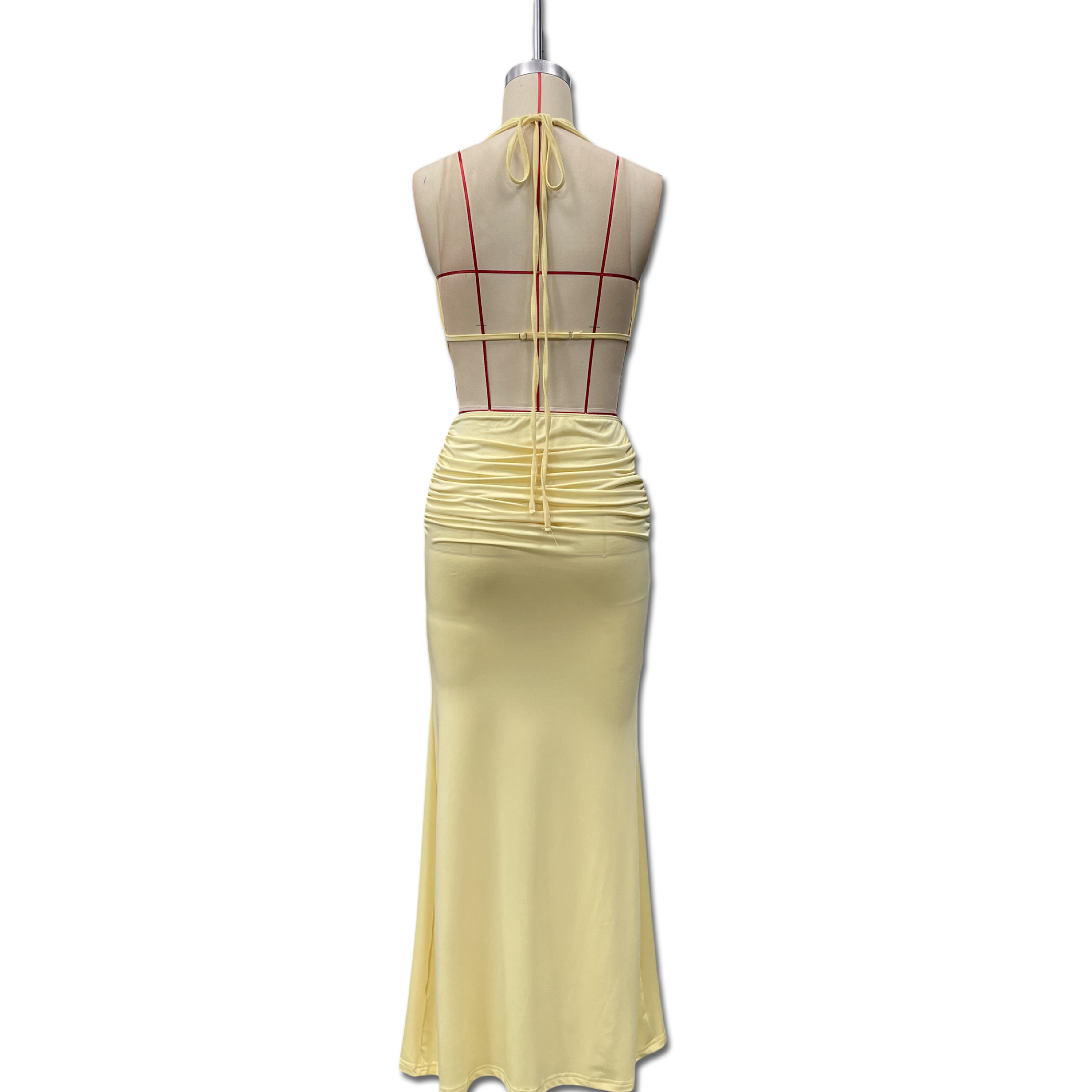 Women's Halter Neck Backless Top And Bodycon Skirt Set Elegant_voghion.com