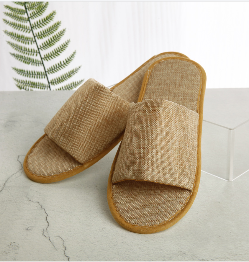 【No. 020】Thin open linen slippers (yellow)