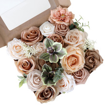 亚马逊婚庆礼堂仿真盒装花Diy新娘手捧花生日礼物花盒结婚手办礼