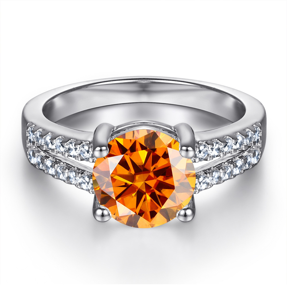 Anillo de plata s925 cabeza de toro clásica 1 quilates anillo de diamante de diamante de doble fila de mujer huevo de paloma anillo de boda en vivo