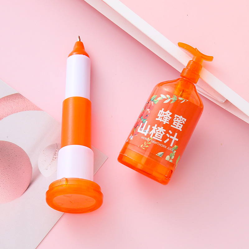 Tarro de bebida de dibujos animados bolígrafo telescópico papelería linda estudiante premio regalo al por mayor creativo desinfectante de manos bolígrafo