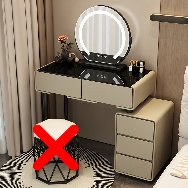 Tocador para el hogar Mesa de pizarra de roca simple con cajones Mesa de tocador de gran capacidad Mueble de almacenamiento junto a la cama Mesa de maquillaje integrada