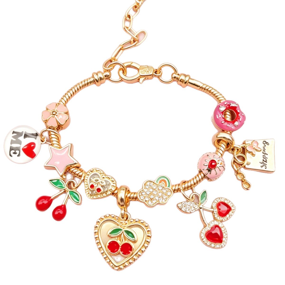Pan brazalete DIY cuentas lindos brazaletes de cereza amor pentaca nebulosa pastel colgante joyas de moda