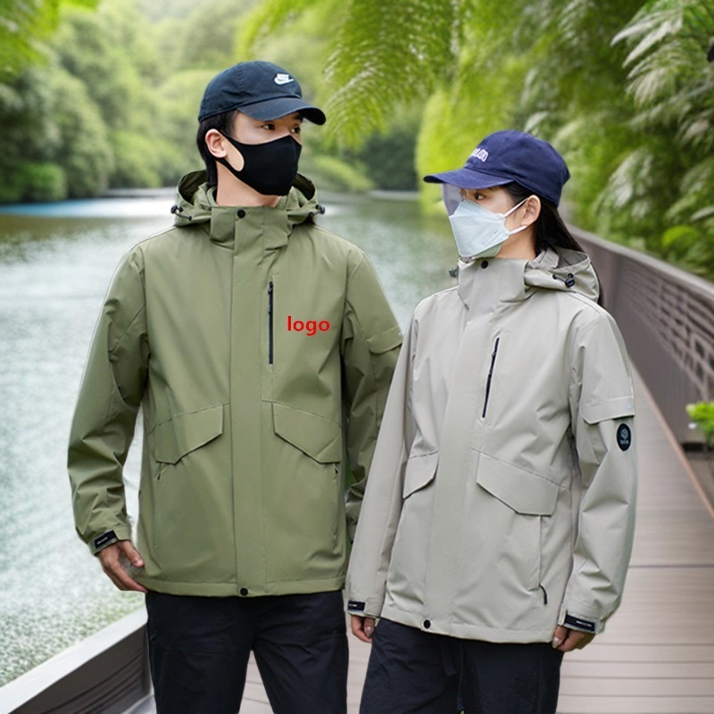 Three-In-One Jacket for Men with Customized Logo, Outdoor Polar Fleece Liner, Windproof and Waterproof Winter Group Clothing for Women with Printing