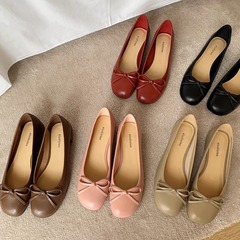 現品秒発! ブドウのお母さんの同じ靴の秘恋の気持ちの丸い頭の浅い口の蝶結びの太さとバレエの靴の女性