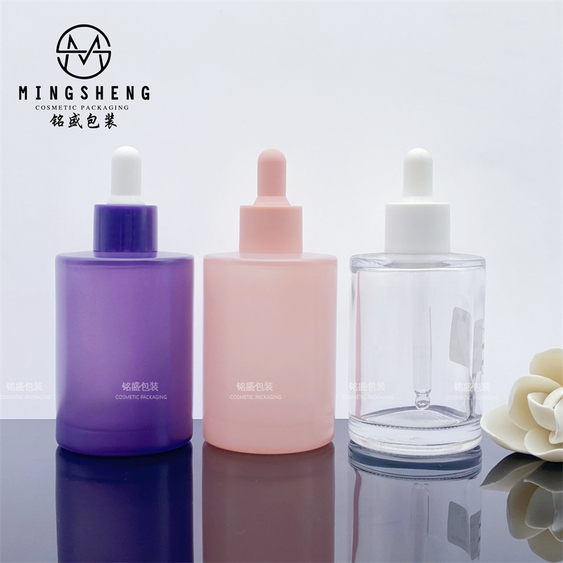 爆款80ml精油瓶 滴管瓶 精华乳液按压泵分装瓶 厚底玻璃瓶 包材