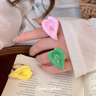 欧美小众滴油马蹄莲开口戒指女时尚设计感食指戒2026新款轻奢配饰