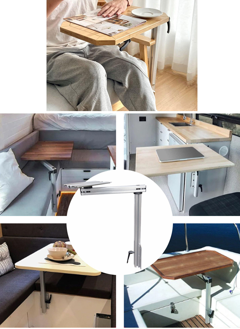 Foldable and Detachable Car Desktop Stand for Rvs and Yachts, Made of Aluminum Alloy, 360-Degree Rotation, Easy Storage