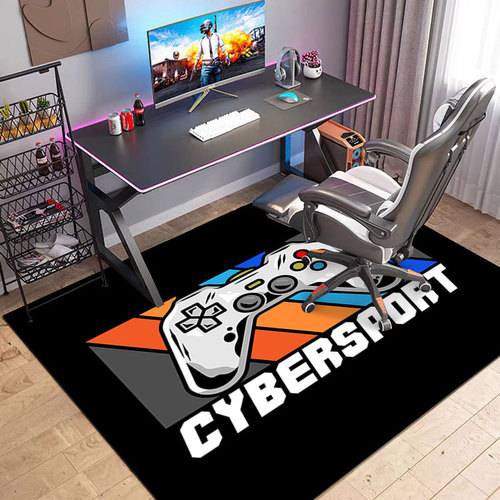 Cartoon game console handle carpet, video game e-sports gaming floor mat, bedroom living room carpet, study chair cushion