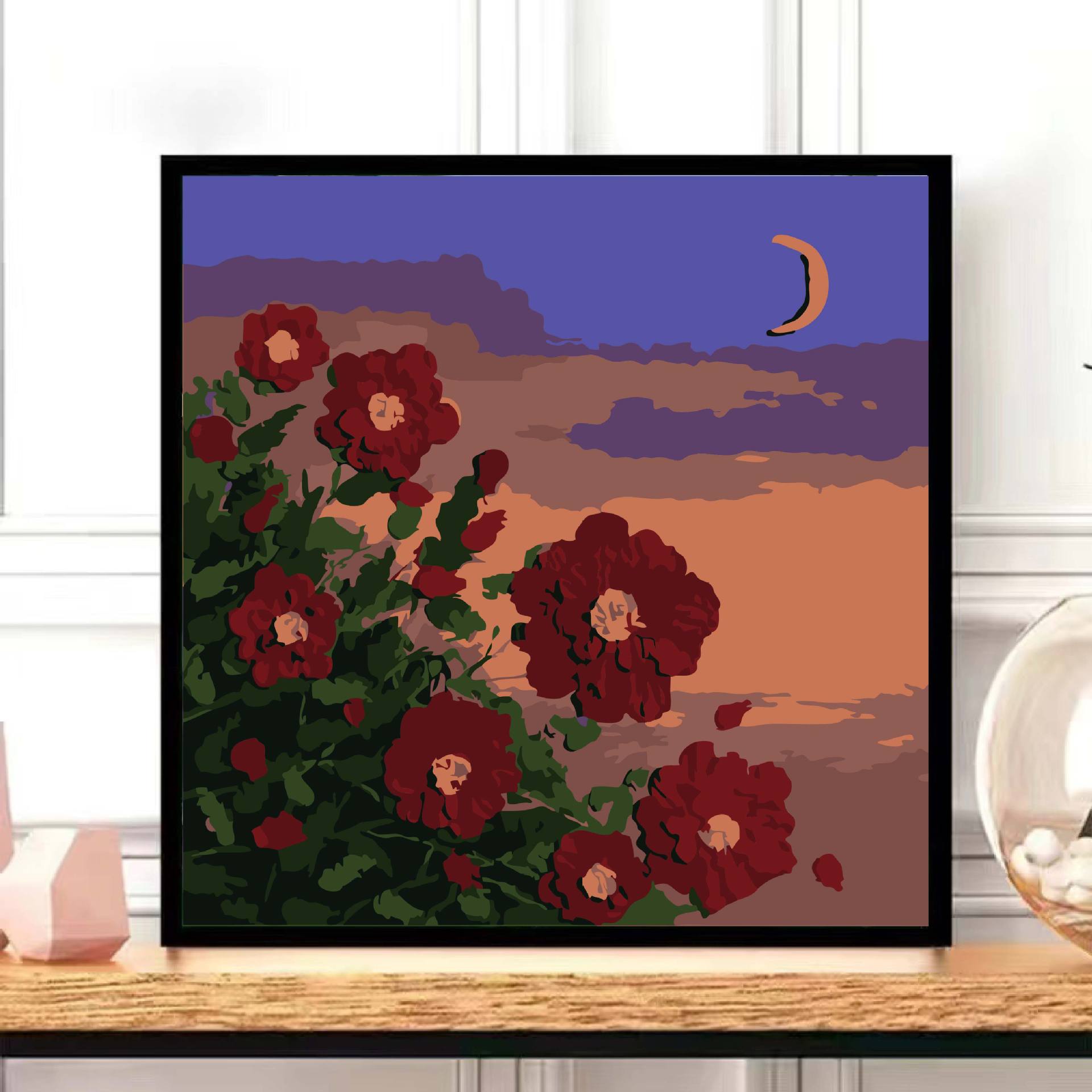 TikTok fuente popular fábrica de entrega de una sola pieza bricolaje pintura al óleo digital lindo pintado a mano relleno de color pintura decorativa paisaje flor