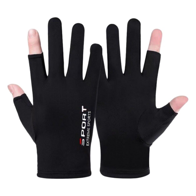 Gloves Men's and Women's Summer Open Finger Thin Ice Driving Leakage Two Finger Fishing Half Finger Riding Takeaway Rider Sports