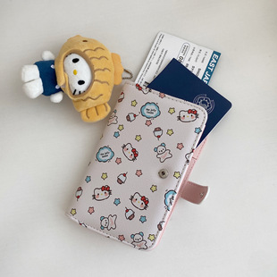 Ins Cartoon Cat Passport Bag New Multi-Functional Passport Holder Ticket Holder Card Holder Document Bag Cosmetics Bag Wallet