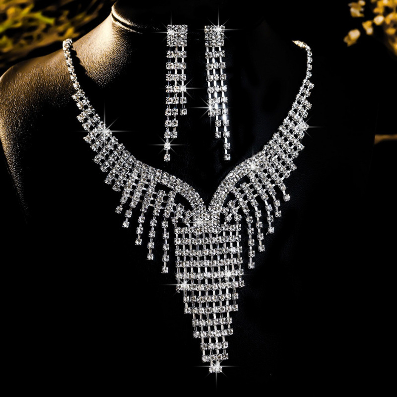 bruidssieraden ketting oorbellen sieradenset banketjurk ketting modieus en veelzijdig temperament accessoires_voghion.com