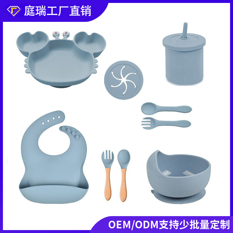 Placa de cangrejo de silicona traje infantil suplemento alimenticio alimentación vajilla combinación materna e infantil suministros alimentos vajilla de silicona auxiliar