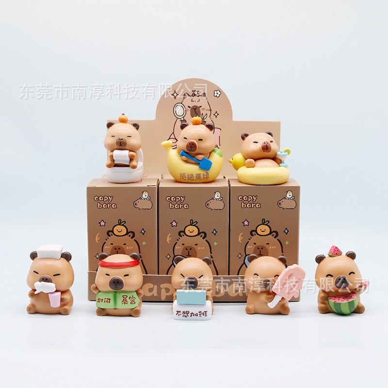 秋千卡皮巴拉盲盒手办小憨豆可爱水豚卡通摆件扭蛋机公仔批发代发|undefined