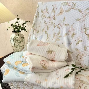 Bamboo Cotton Super Soft Class A Baby Blanket Six-Layer Interwoven Gauze Bath Towel Digital Non-Fluorescent Non-Pilling Sweat-Absorbing Breathable