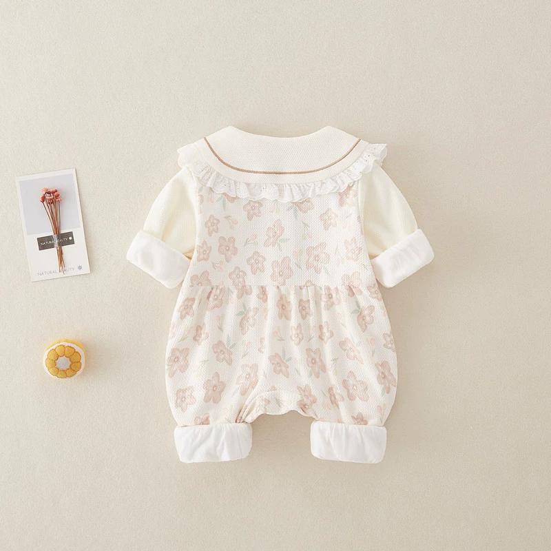 Children's spring overall for new born girl's, double-layer demi-season jacket, bodysuit for princess