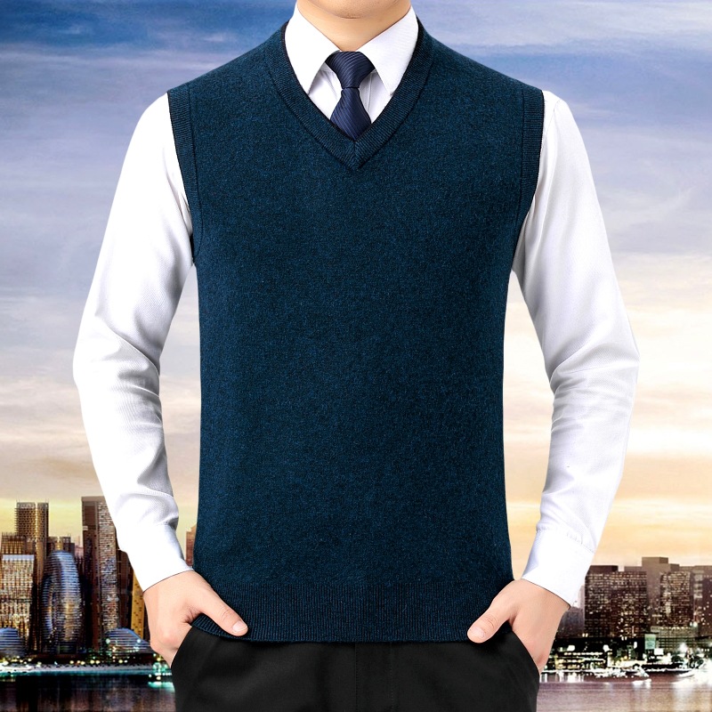 브랜드 캐시미어 스웨터 남성용 솔리드 컬러 민소매 조끼 두꺼운 따뜻한 비즈니스 캐주얼 내부 니트 웨이스트 코트