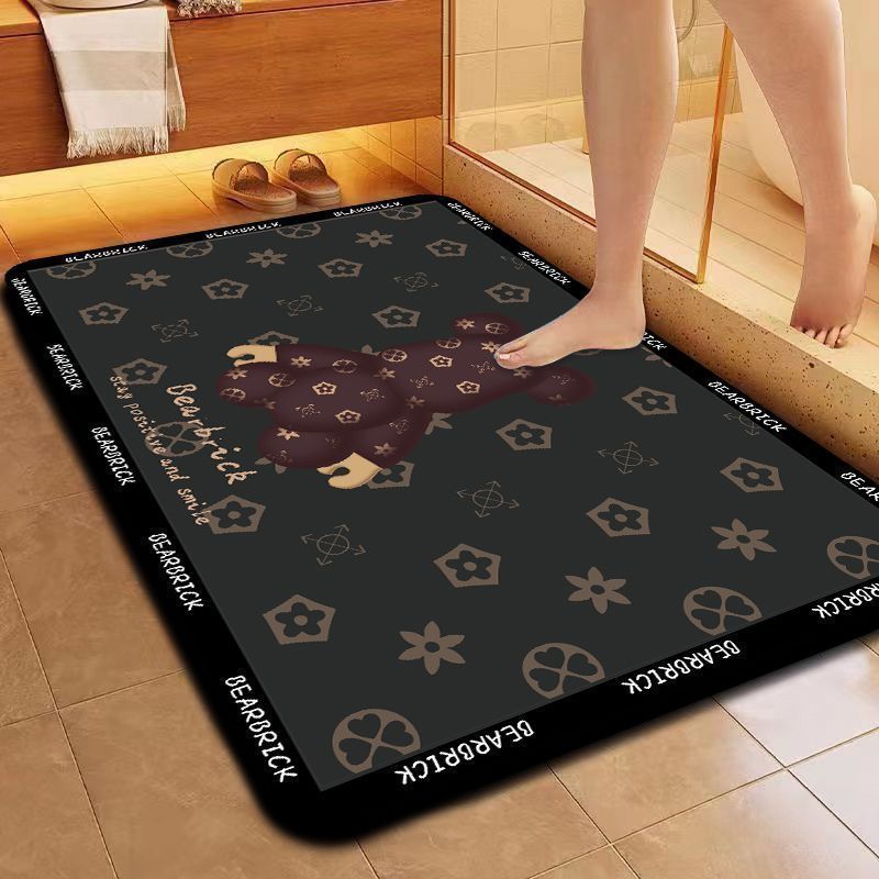 Alfombrilla minimalista para baño de barro de diatomeas Alfombrilla antideslizante para baño de estilo nórdico Alfombrilla ligera resistente a las manchas en forma de diamante de lujo