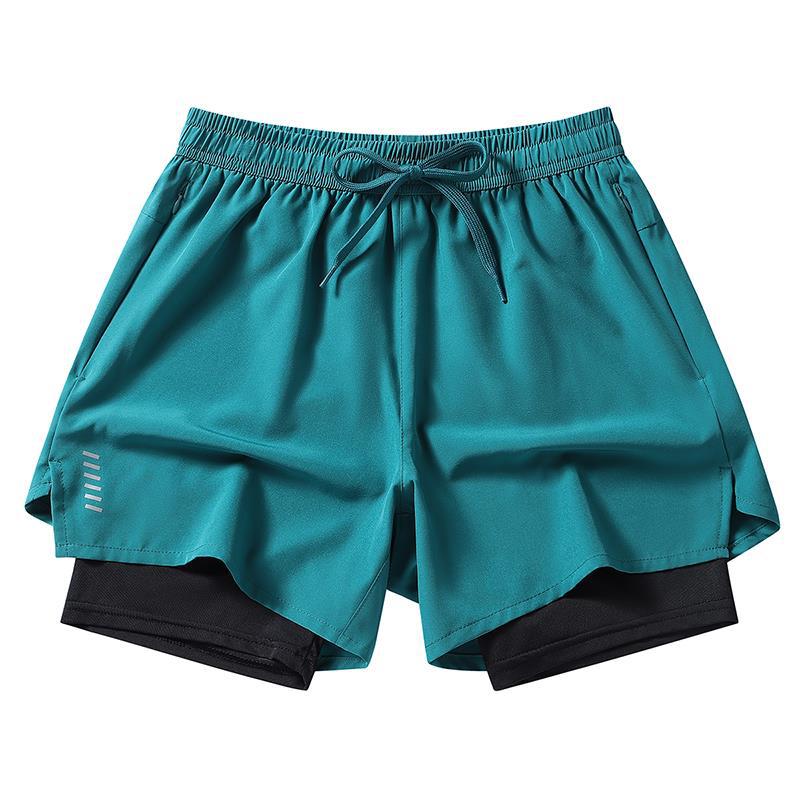 Wholesale 2023 new double casual pants men's ice silk shorts men's loose Beach straight sports breathable running thin