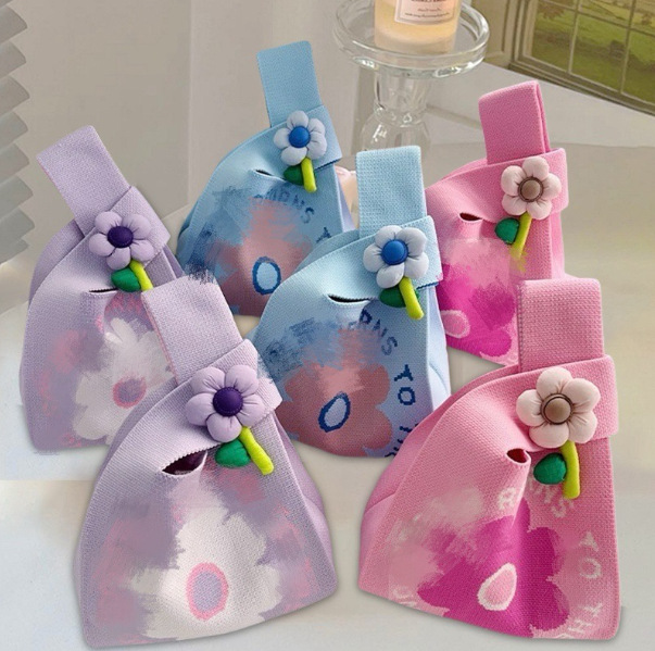 新款针织包女百搭手提包编织包外出手拎包包水桶包针织包手提包包