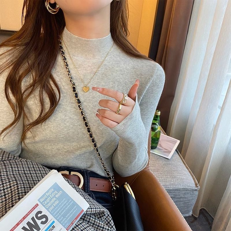 半高领打底衫女秋冬内搭2025新款韩系爆款修身毛衣针织衫中领上衣|undefined