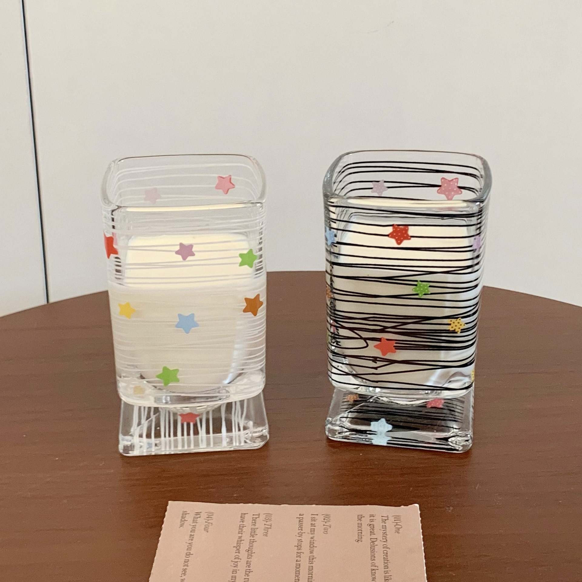 Cute Star Pattern Glass Cup For Juice And Milk Elegant Design_voghion.com