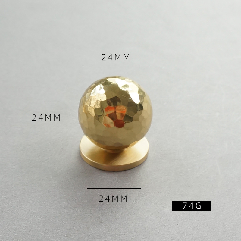 Manija de latón martillado moderno minimalista gabinete cajón armario puerta zapato gabinete de lujo luz oro cobre puro mango largo