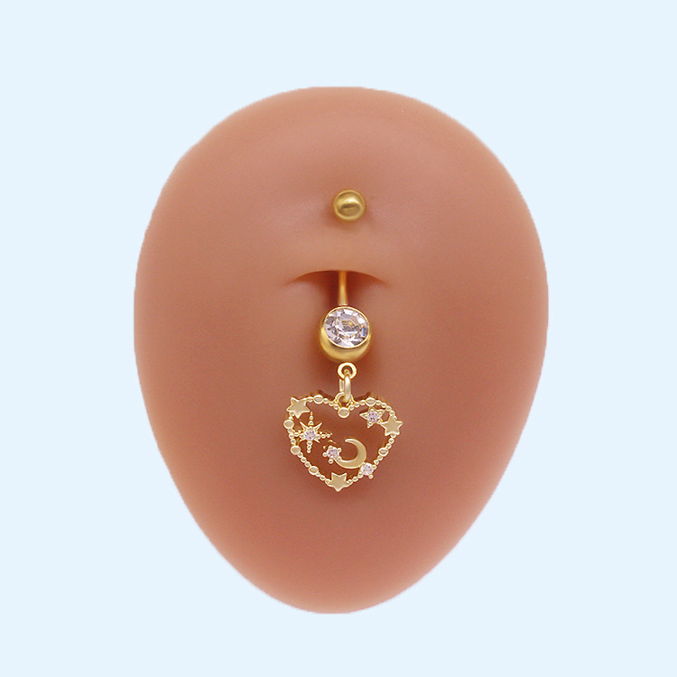 Heart Shaped Butterfly Belly Button Ring With Rhinestones_voghion.com