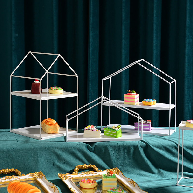 Diseño de boda europea decoración de mesa de postres set de té de la tarde refrigerio bandeja de pastel estante de exhibición mesa de descanso de té
