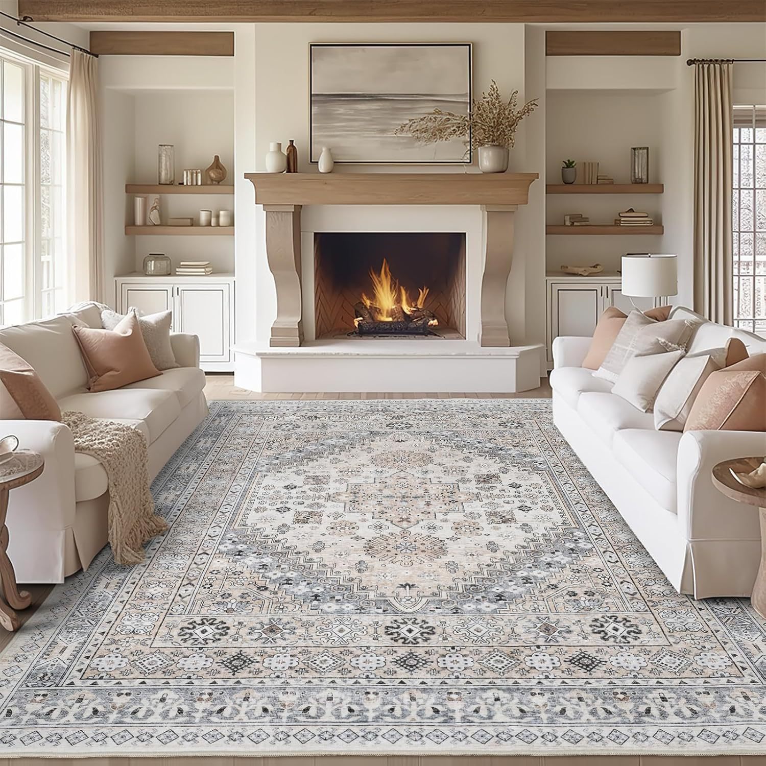 ethnic carpet made of faux fur