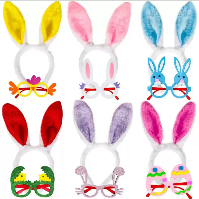 工厂现货跨境外贸复活节套装眼镜框架套装 复活节兔子耳朵兔子