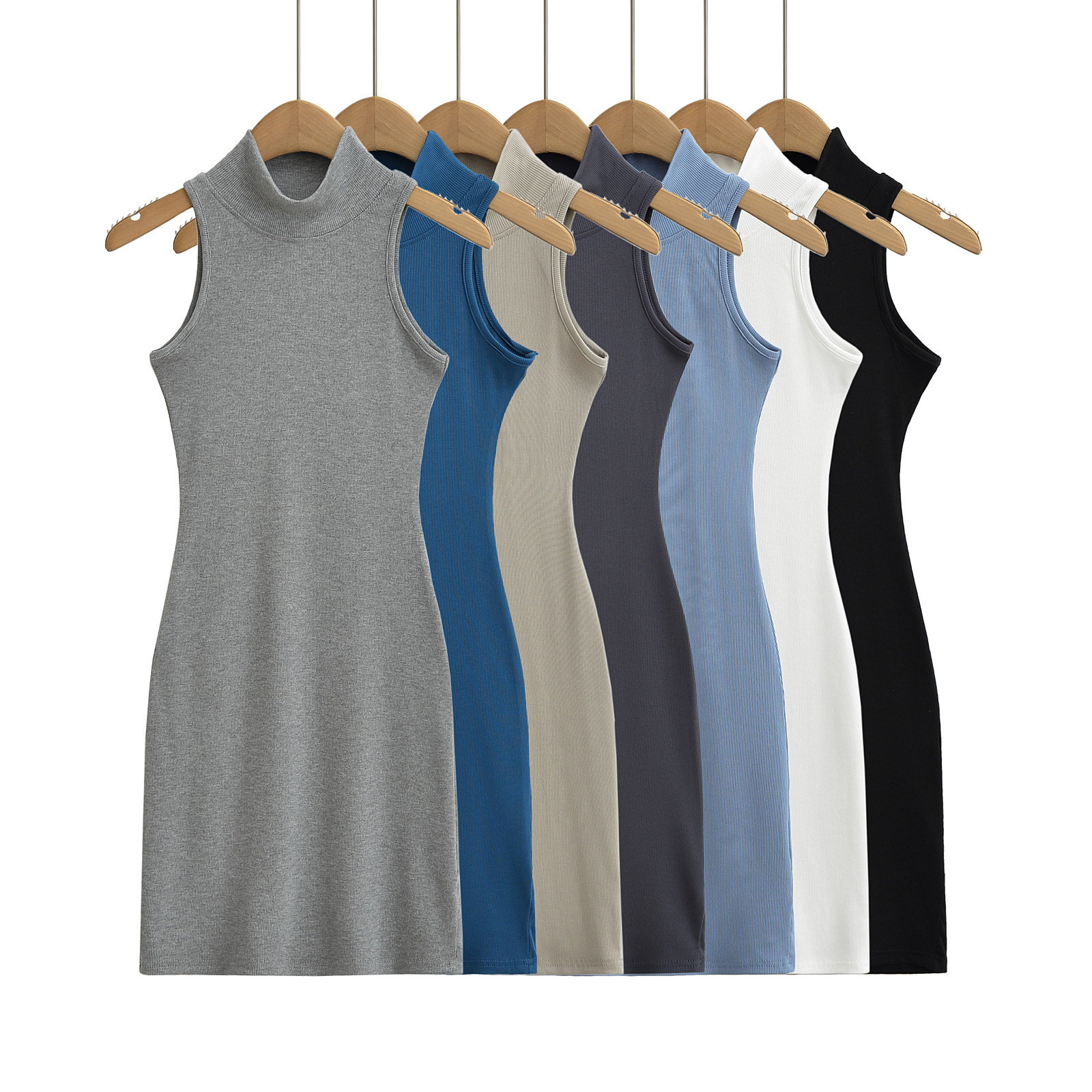Sexy summer fitted elastic knitted dress sleevless