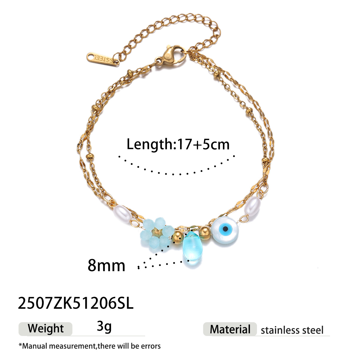 TENA Europa y América pulsera de acero inoxidable lujo ligero nicho flores mariposa colgante pulsera de acero de aluminio joyas de mano calientes transfronterizas