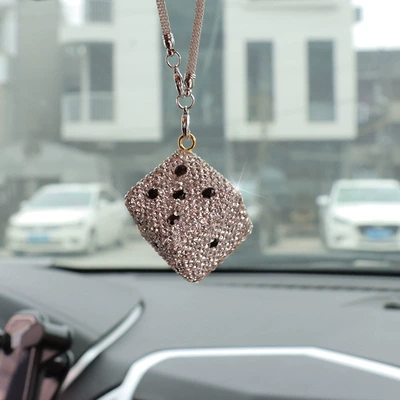 Car hanging interior decoration diamond decoration - white-dice-car-pendant