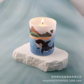 亚马逊爆款3D海洋奇遇数码打印蜡烛杯高档香薰蜡烛罐玻璃杯储物罐