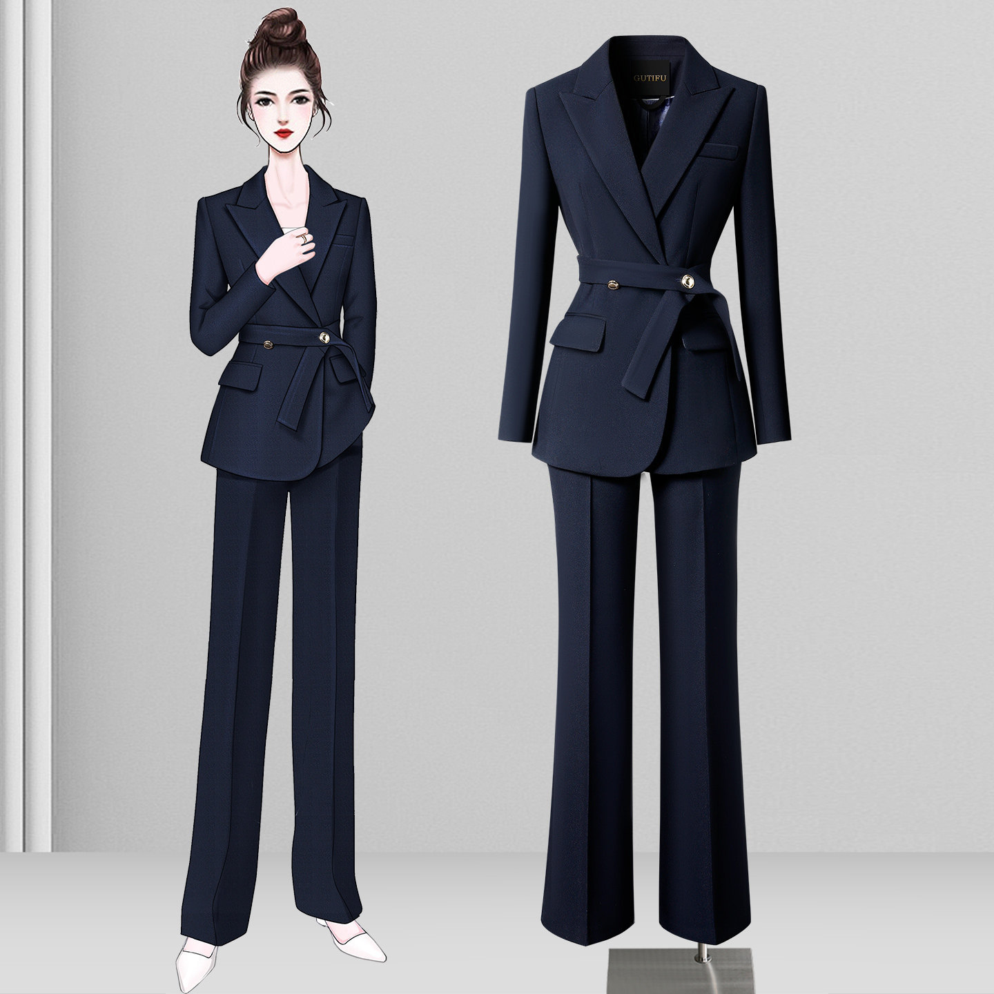 Spring and Autumn Women's Suit Set: High-end, Elegant, Fashionable Business Formal Wear for Workplace, OL Commuting, High-end Professional Workwear