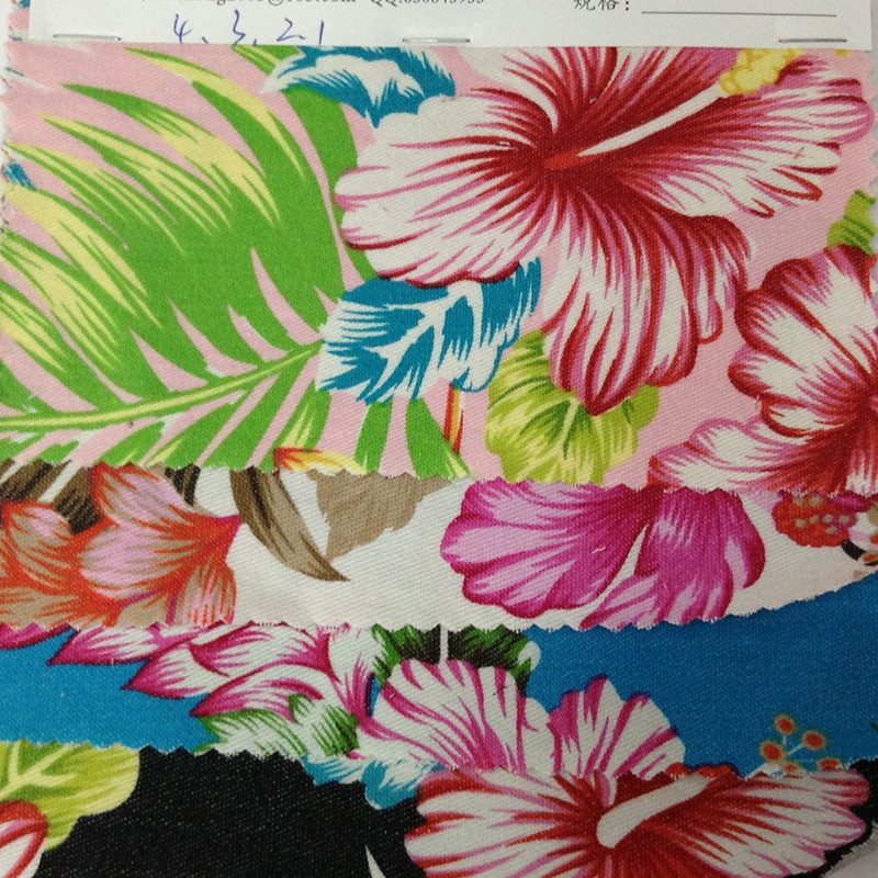 厂家直销 涤棉服装仿牛仔斜纹印花布 150D活性牛仔印花布