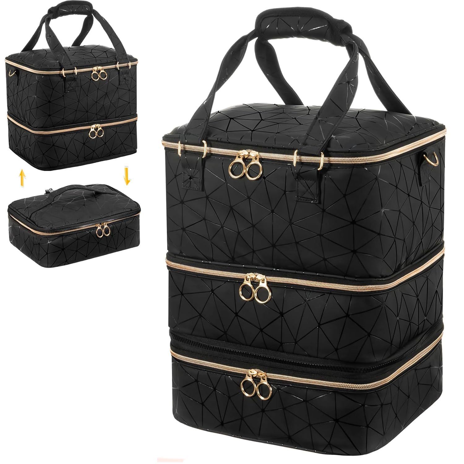 휴대용 고급 센스 분리 가능한 초대형 수용량 3 층 못 폴란드 저장 가방은 네일 램프 케이스의 84 병을 담을 수 있습니다